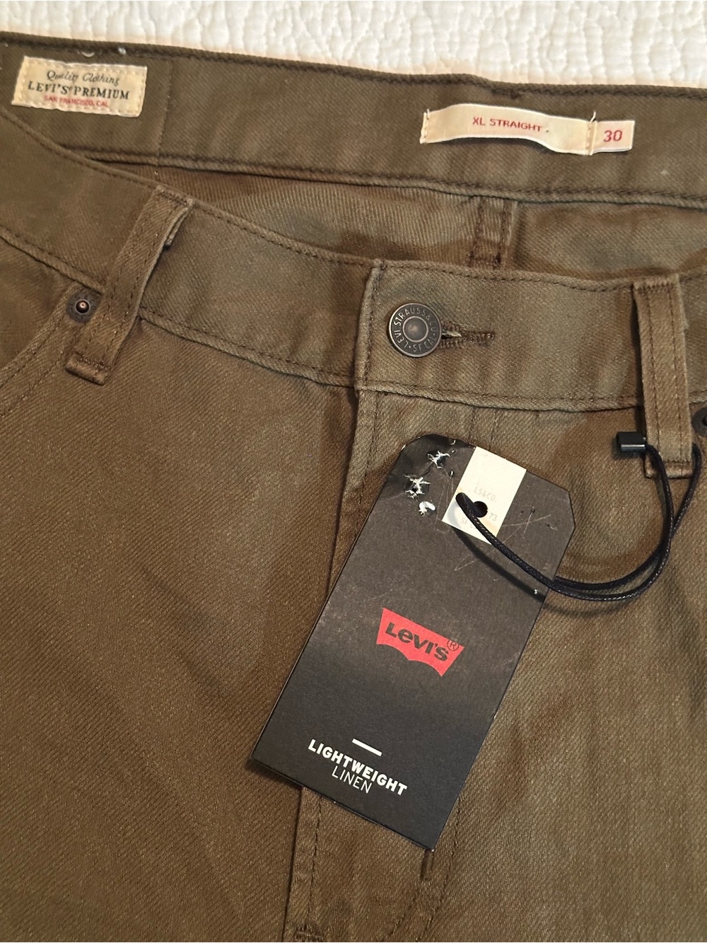 Levi’s XL Straight Lightweight Linen Wide Leg Olive Green Pants 30 NWT - Picture 7 of 9